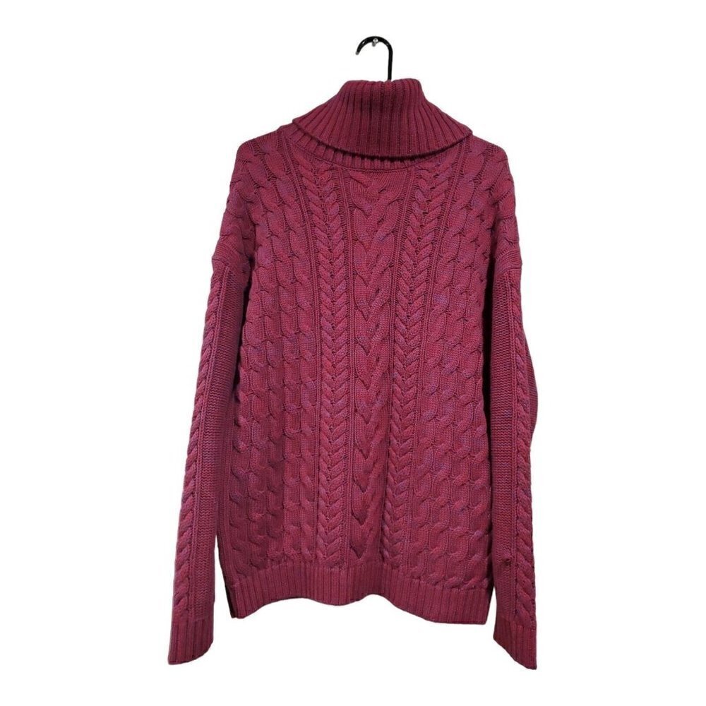 Gap Women's Burgundy Purple Cable-Knit Turtleneck  Long-Sleeved Sweater …